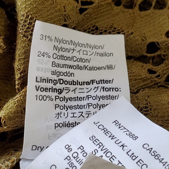 J. Crew Lace Top with Cami Size 18 Fringe Trim Long Sleeve Green Blouse Moody - Picture 13 of 15